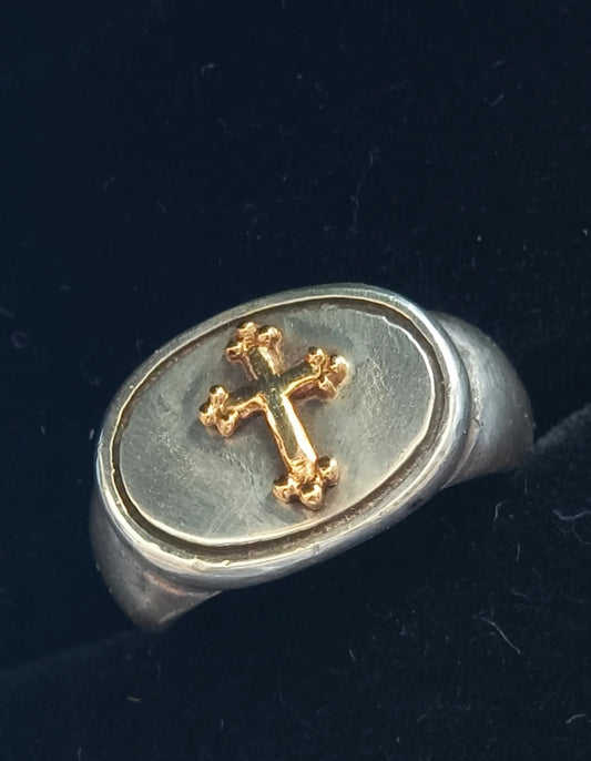 Cross Classic 18k Gold Cross Ring Handmade Silver Jewelry