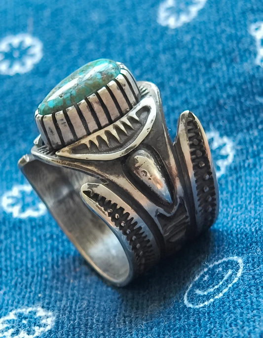 Candelari turquoise ring for men, vintage silver jewelry