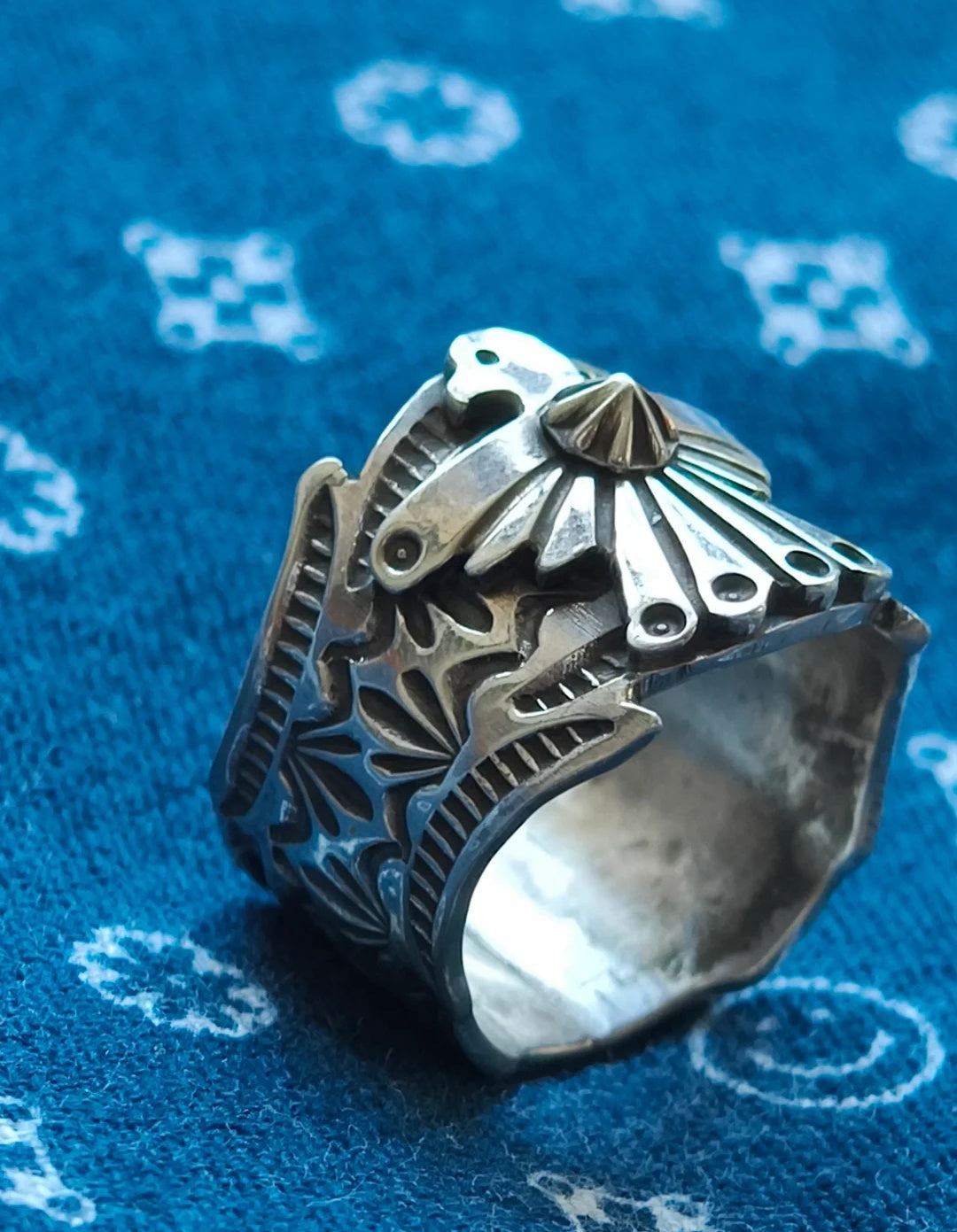 Indian Thunderbird Silver Jewelry Ring Metalworking Handmade