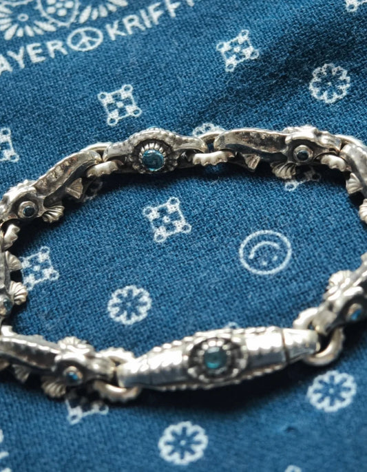 Wheel of Life Ocean Bracelet Silver Jewelry Sapphire